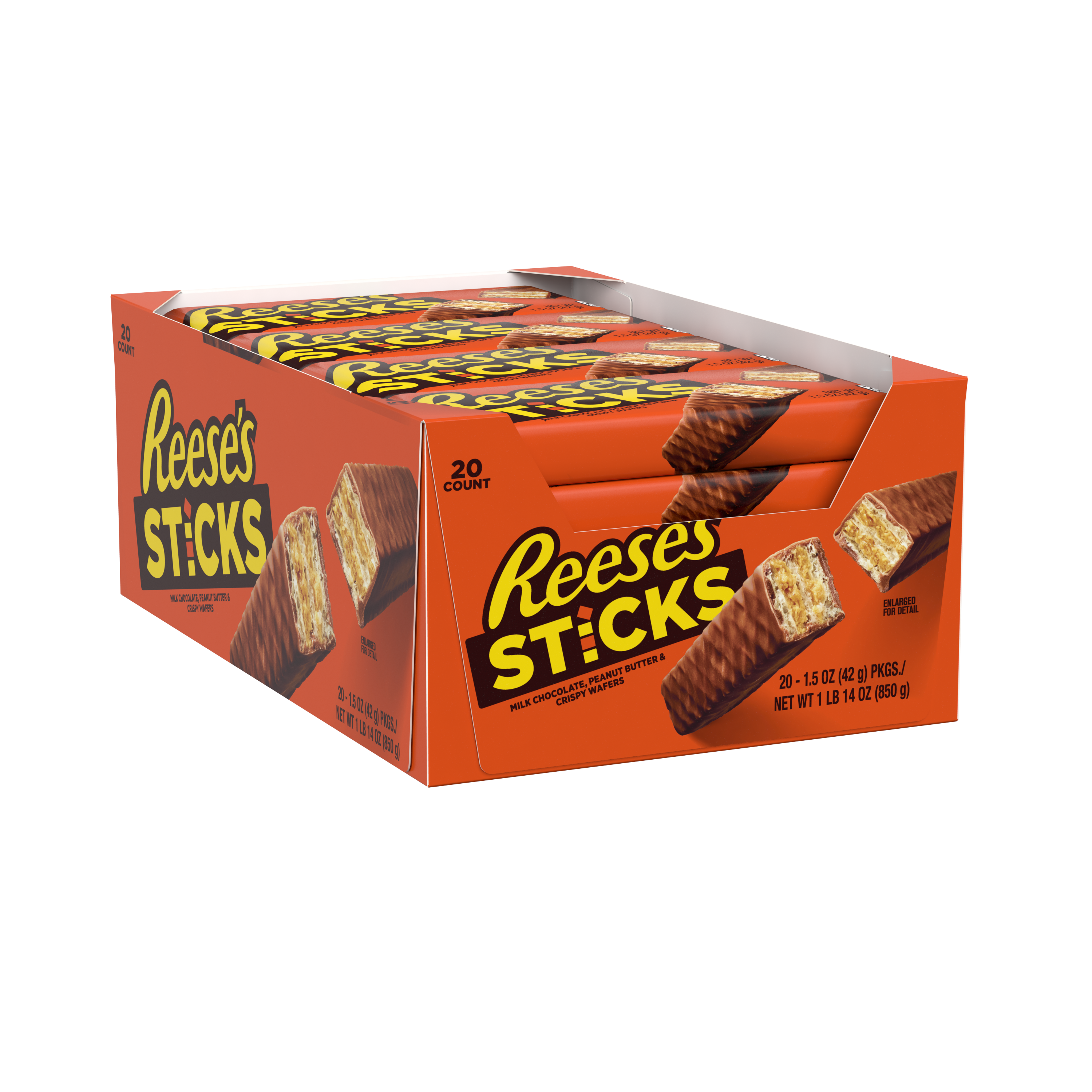 REESE’S STICKS Milk Chocolate Peanut Butter Candy Bars, 1.5 oz (20 Count) - THE HERSHEY COMPANY