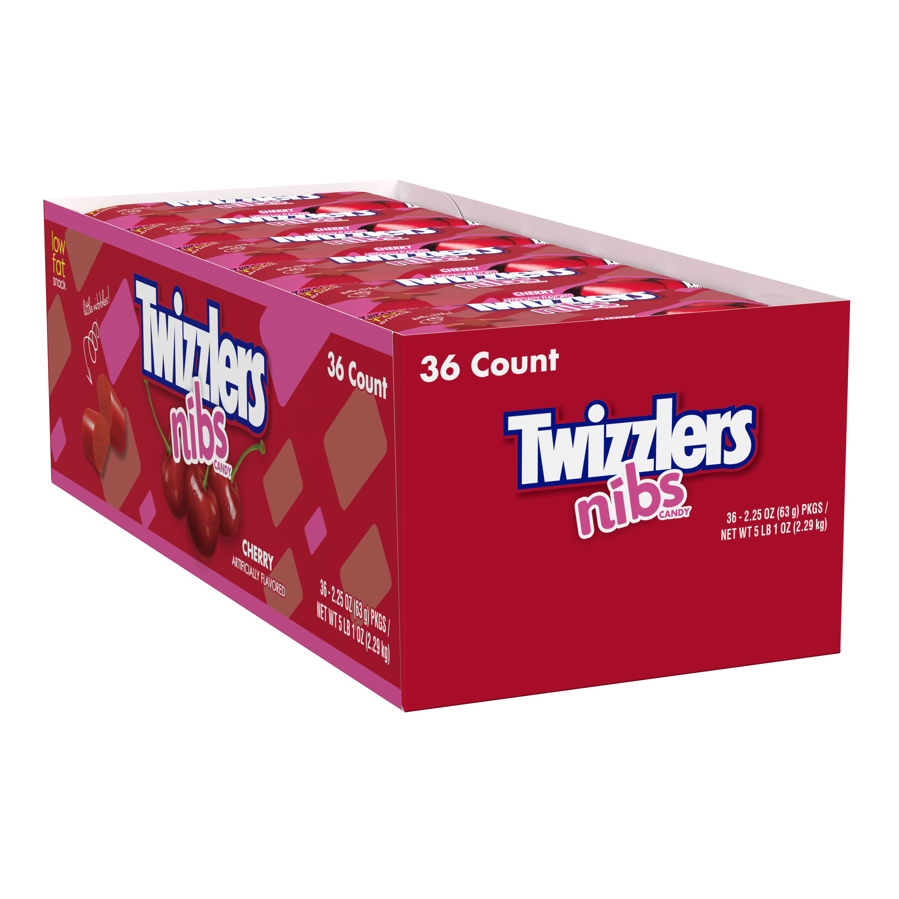 TWIZZLERS NIBS Cherry Flavored Licorice Style Candy Bags, 2.25 oz (36 Count) - THE HERSHEY COMPANY