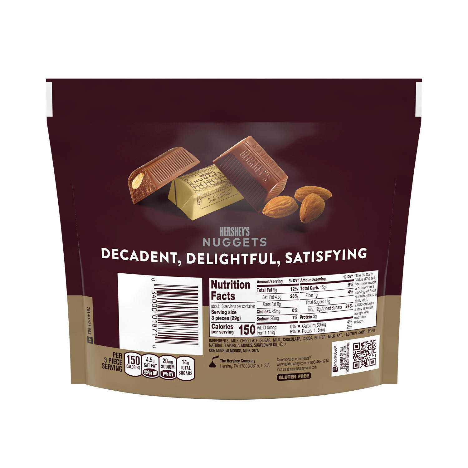 HERSHEY’S NUGGETS Milk Chocolate with Almonds 10.1oz Candy Bag - THE HERSHEY COMPANY