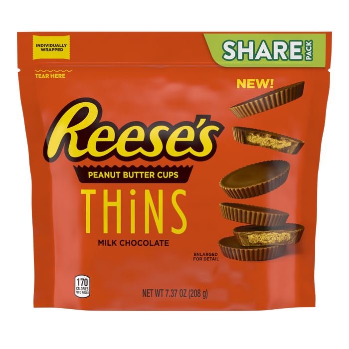 REESE’S THiNS Milk Chocoalte Peanut Butter Cups Snack Size 7.37oz Candy Bag - THE HERSHEY COMPANY